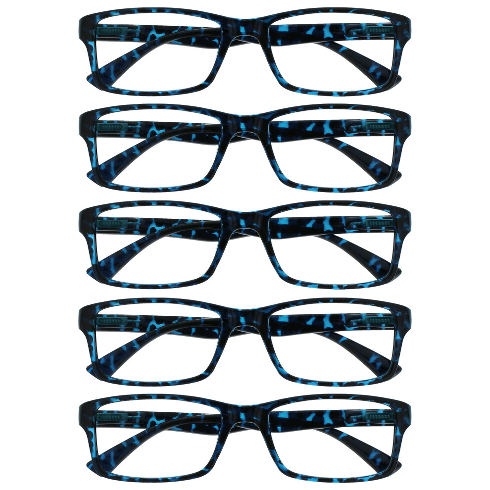 The Reading Glasses Company Blue Tortoiseshell Value 5 Pack Mens Womens Designer Style Readers Rrrrr92-3 +1.50