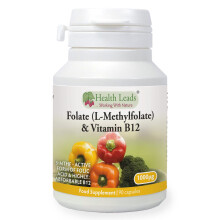 Folate 500mcg & Vitamin B12 500mcg x 90 caps (No Magnesium Stearate)