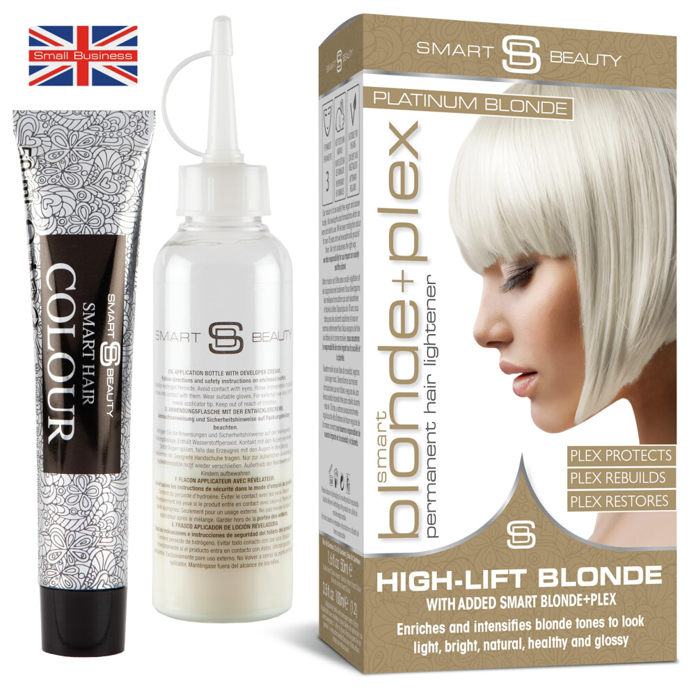 Platinum Blonde Hair Dye with added Plex Hair Care Conditioner, Permanent Hair Colour with Natural Platinum Hair Toner for Blond Hair, Vegan Hair Dye,