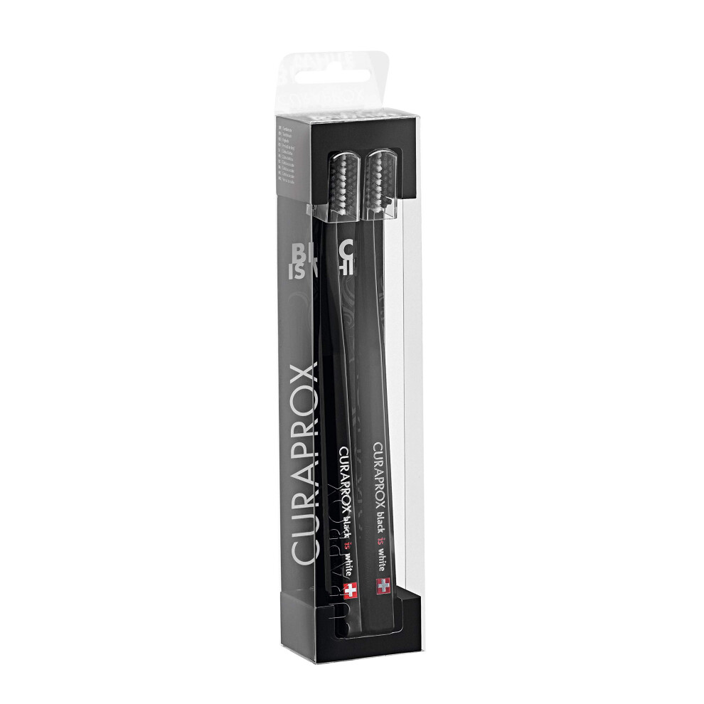 Toothbrush CS Black is White Duo - Manual Toothbrush for Adults with 8760 CUREN bristles - Black-Black, 2 pcs.-image-OPC-PFDFB2R-NEW