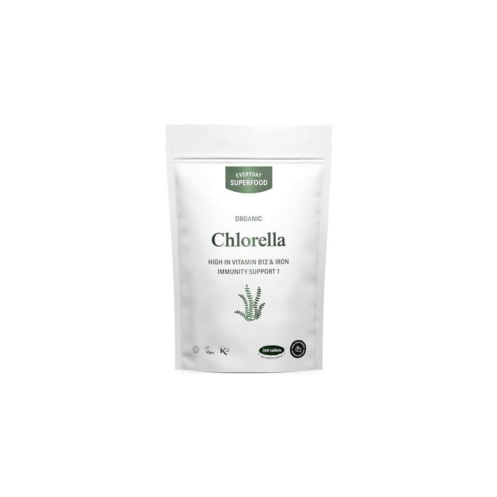 Everyday Superfood Organic Chlorella Tablet 360 Tablets, Broken Cell Wall Compressed Raw Chlorella Powder