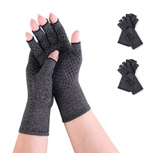 2 Pairs Fingerless Arthritis Compression Gloves Raynauds Gloves Rheumatoid Osteoarthritis Wrist Supports -Hand Pain Relief (M, Non-slip)