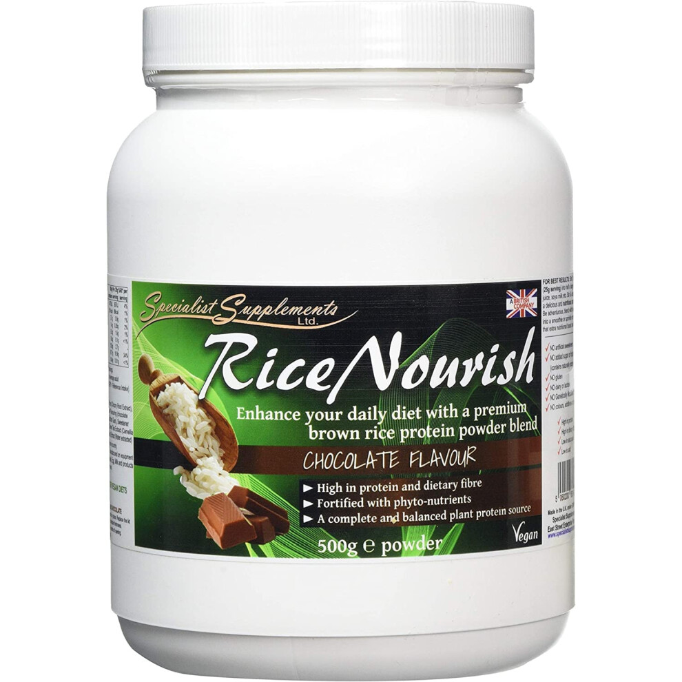 Specialist Supplements Ricenourish Chocolate Flavour Protein Powder 500G Rice-Choc-500