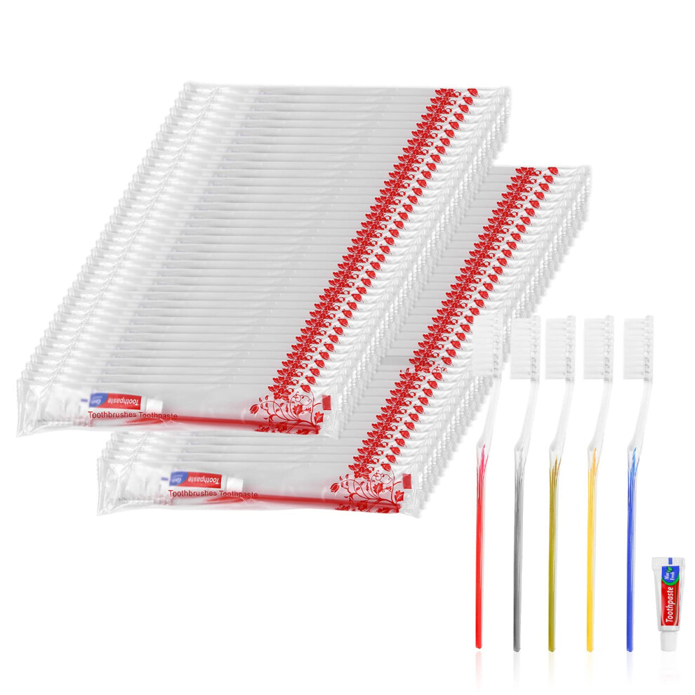 Tuciyke Travel Toothbrushes,Travel Toothbrush Kit,30 Packs Travel Toothbrush Set Camping Hotel Disposable Toothbrushes And Toothpaste(5 Colors)