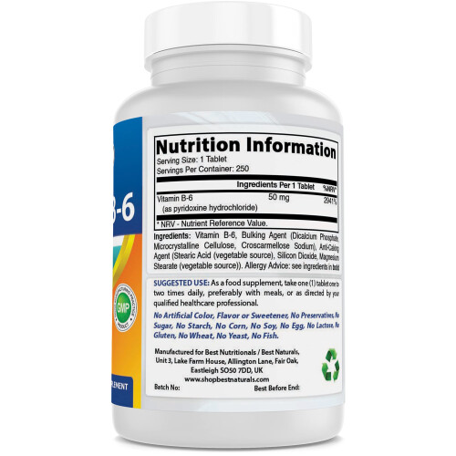Vitamin B6 50 mg 250 Tablets 1