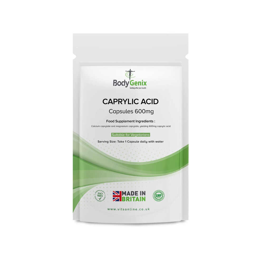 Bodygenix Caprylic Acid 600Mg Capsules Coconut Fatty Acid (120)