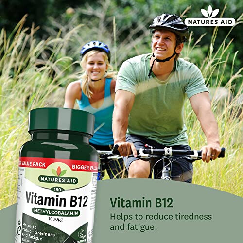 Natures Aid Vitamin B12, Methylcobalamin, One-A-Day, Cherry Flavour, 180 Tablets 1