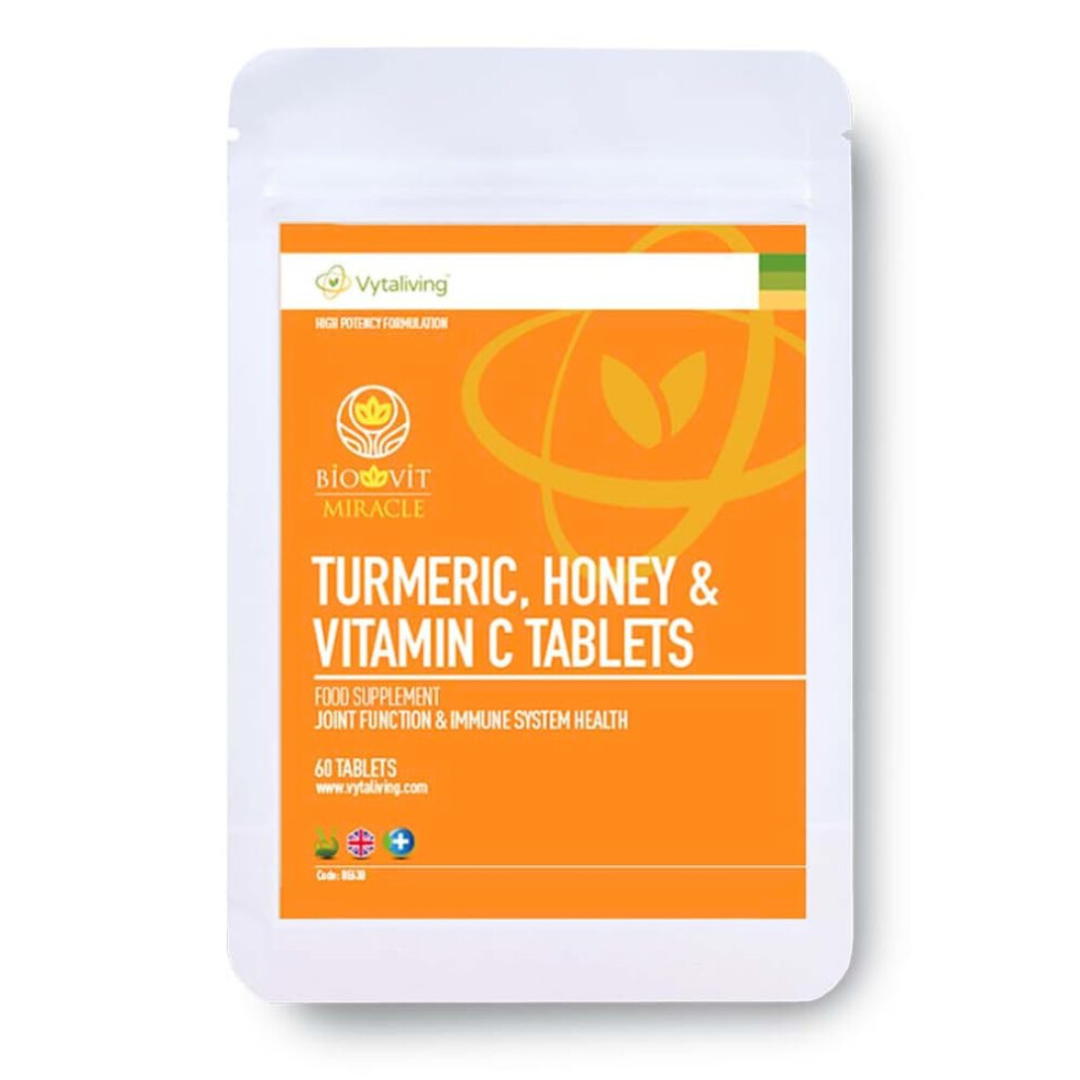 Vytaliving 2500Mg High Strength Turmeric Tablets With Honey & Vitamin C, Turmeric Supplements, Herbal Food Supplement For Joint Function & Immune System Health |