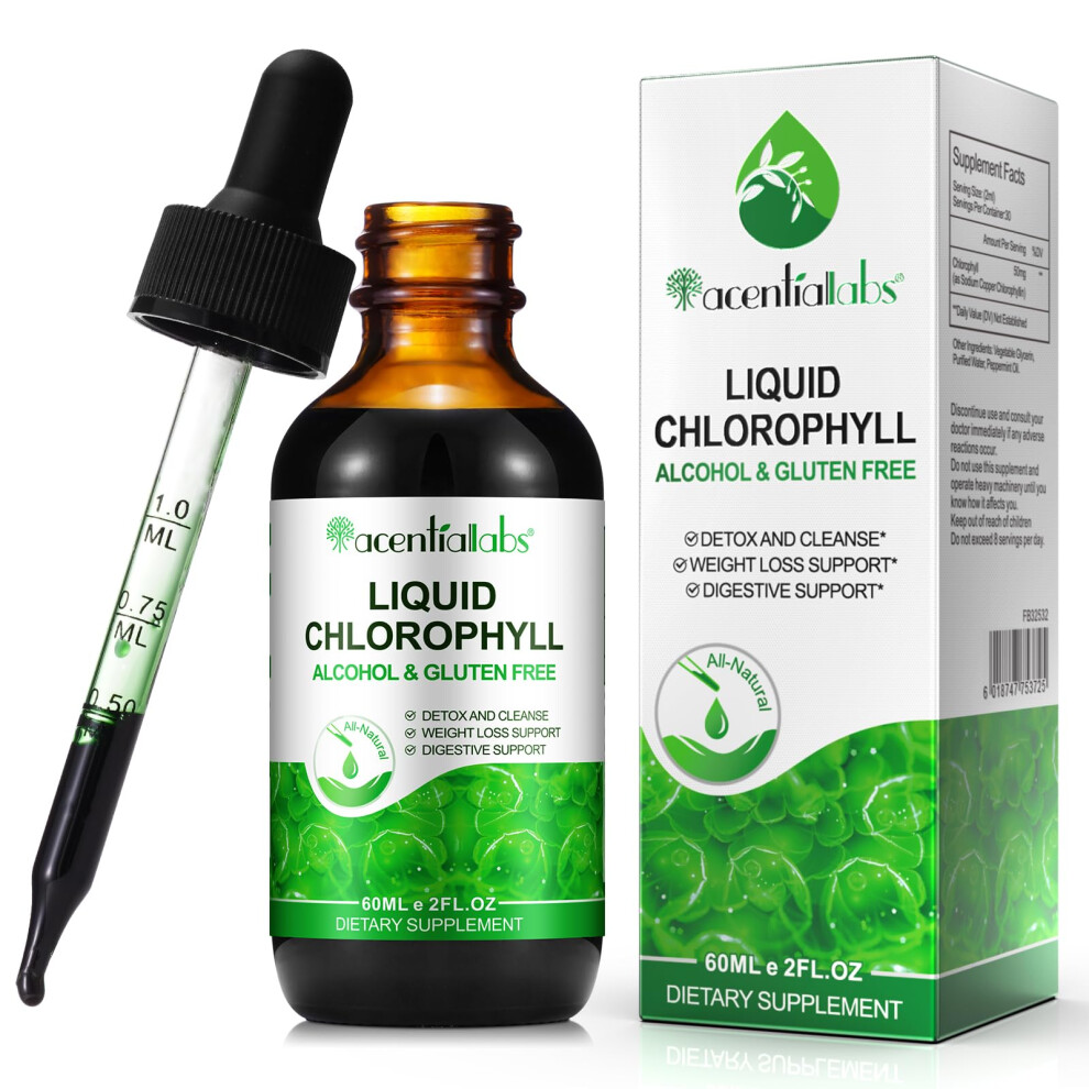 Zoxpm Liquid Chlorophyll Drops, 60Ml Natural Chlorophyll For Internal Detox & Cleanes, Energy Booster, Digestion Supports Mint Flavour