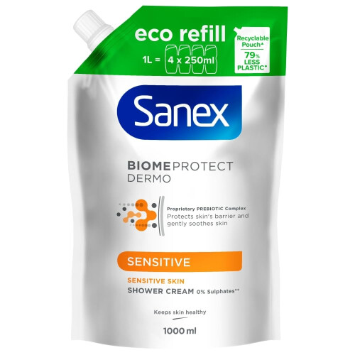Sanex Biome Protect Dermo Sensitive Shower Gel Refill, 1000ml