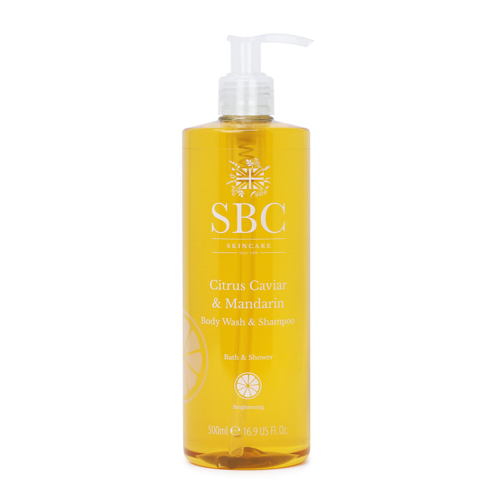 Citrus Caviar & Mandarin Body Wash & Shampoo - 500ml | 2-in-1 Shower Gel And Shampoo With Vitamin C and E | Vegan Friendly | SLS Free