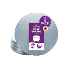 Cake Board, Cake Drum, Silver Fern, 12 Inch (304mm) Round, 0.5 Inch (13mm) Thick, (Pack of 5 Boards)