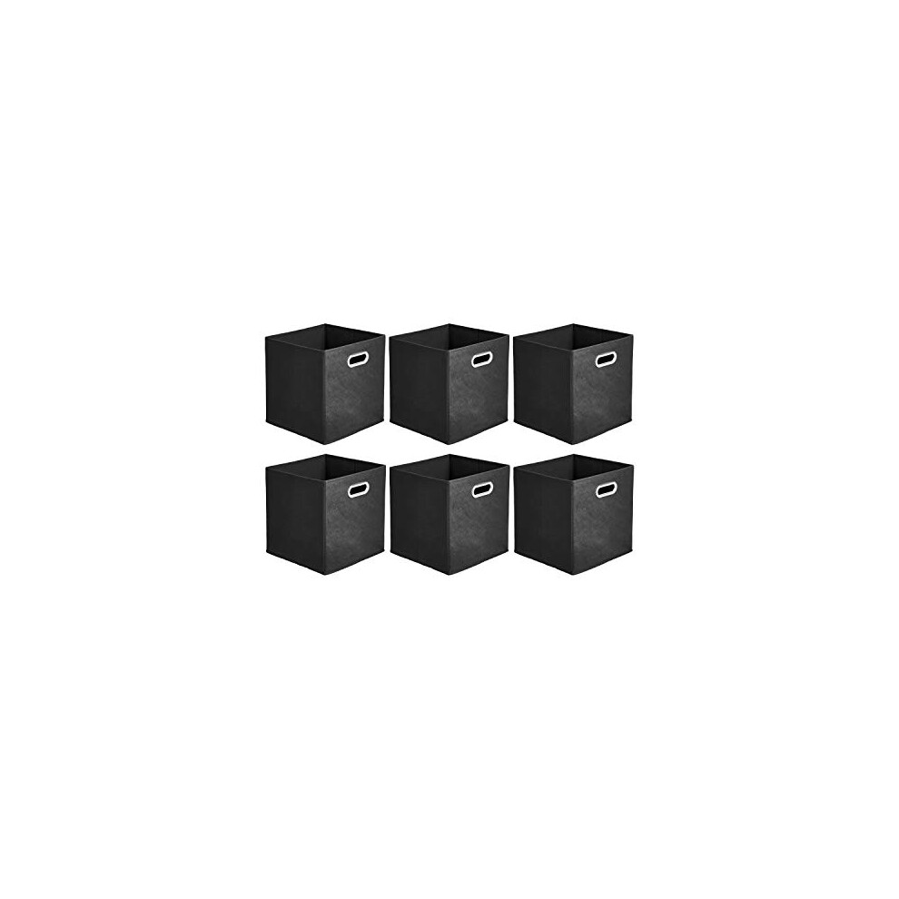 Collapsible Fabric Storage Cubes with Oval Grommets - 6-Pack, Black