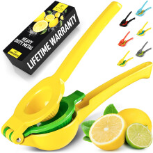 Zulay Metal 2-In-1 Lemon Lime Squeezer - Hand Juicer Lemon Squeezer Gets Every Last Drop - Max Extraction Manual Citrus Juicer - Easy-to-Use Lemon