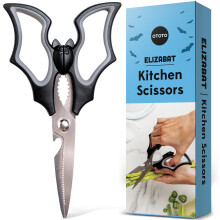 New!! Elizabat Kitchen Scissors by OTOTO - Halloween Goth Cute Bat Kitchen Shears, Gothic Scissors Kitchen Utensils - Spooky Bats Halloween Gifts,