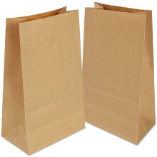 100 Pieces Brown Paper Bags 12 x 7 x21.5 cm - 70 g./m2 with 100% Pure Kraft Paper for Grocery, Snack, Lunch, Birthday, Xmas Party Supplier and Wedding