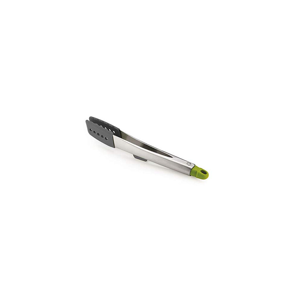 Joseph Joseph 12 Inch Elevate Stainless Steel Tongs With Silicone, Heat Resistant Tips, Space Saving Lockable Handle - / Grey/Green