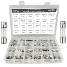 24 Value 240 Pcs 5x20mm 250V Fast Blow Glass Fuses, Fast Blow Cartridge Tube, Fast Blow Glass Fuses Assortment KitFuse 0.1/0.2/0.25/0.3/0.5/0.75/1/1.5