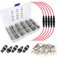 126pcs 6x30mm Fast-blow Glass Fuses + 5pcs 6x30mm AGC Fuse Holder Inline Screw Type + 5pcs 6x30mm Panel Mount Fuse Holder + 30pcs Fuse Seat, Quick