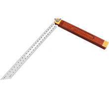 27cm Activity Angle Ruler Protractor Horizontal Sliding T-Bevel Square Carpenter Measuring Tape Multi Angle Wooden Handle with Inch/cm Marks