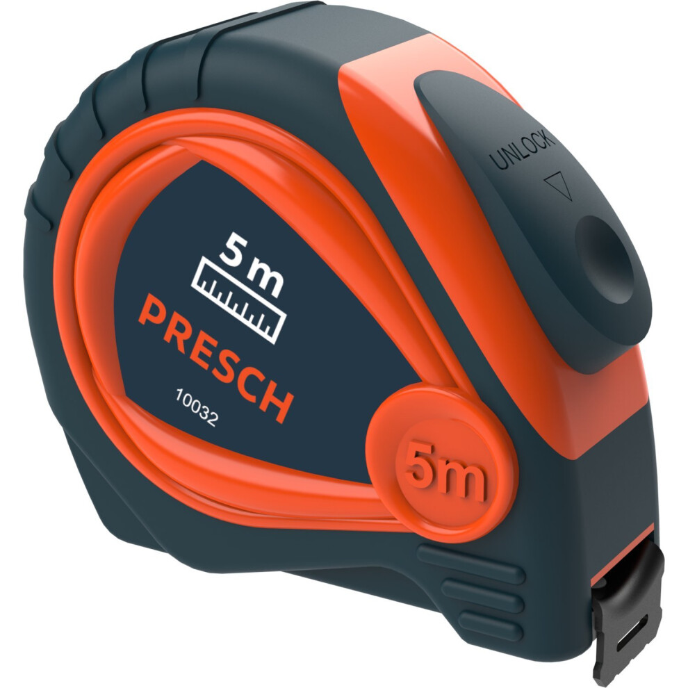 Tape Measure 5M - Robust Professional Measuring Tape 5M With Stable Metal Belt Clamp, Metric Only And Retractable Measurement Tape 4260465136485