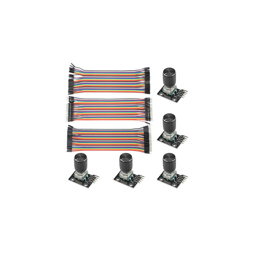 Photos - Printer Part 5 PCS KY-040 Rotary Encoder Module Brick Sensor Board with Knob Cap + 120 PCS Multicolored Breadboard Jumper Wires Ribbon Ca