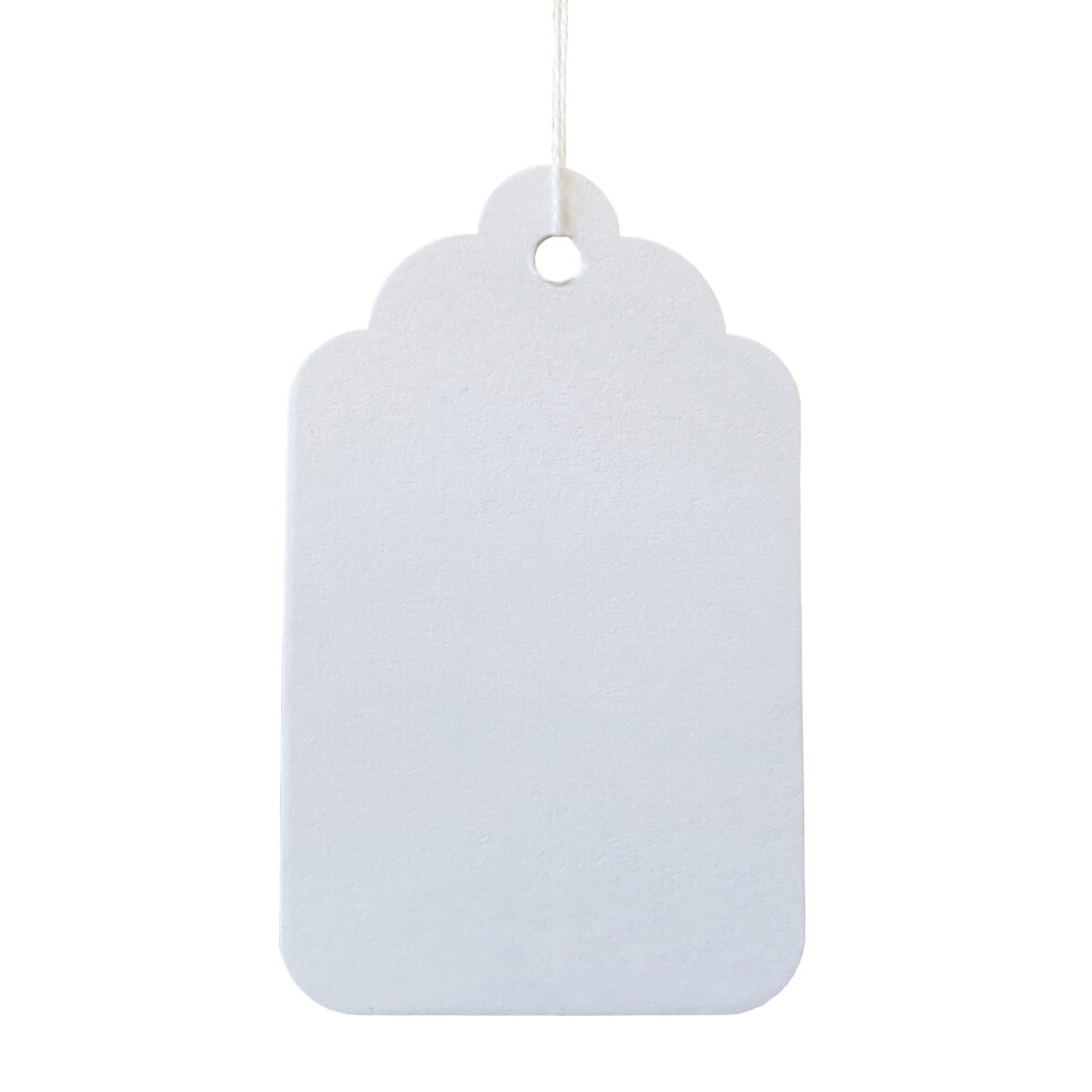 Strung Tags White Card Clothing Parcel Label String Hanging Gift Swing Tickets Kraft Hang Price Labelling 73mm x 45mm (Pack of 500)