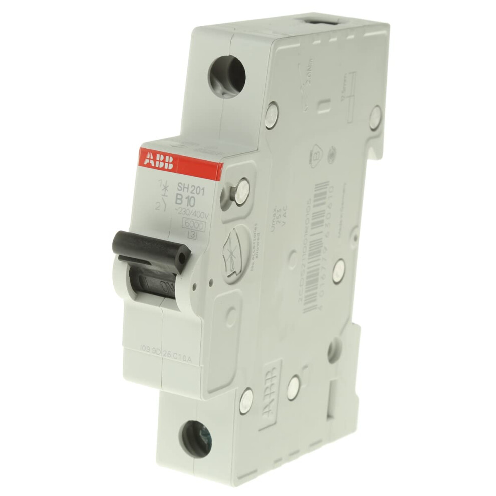 Sh201-B10 Miniature Circuit Breaker, 1 Pole, 10 Amp (Abb2cds211001r0105) 4016779630610