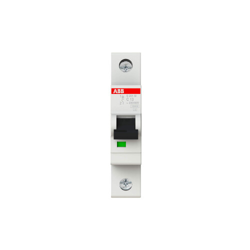 S201M-C13 Miniature Circuit Breaker, 1 Pole, Type C, 10/15kA Breaking Capacity, 13 Amp Current (2CDS271001R0134)