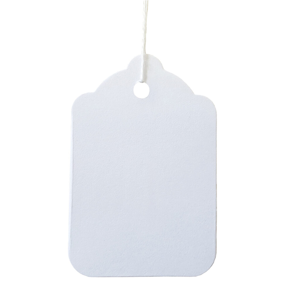 Strung Tags White Card Clothing Parcel Label String Hanging Gift Swing Tickets Kraft Hang Price Labelling 55mm x 37mm (Pack of 500)