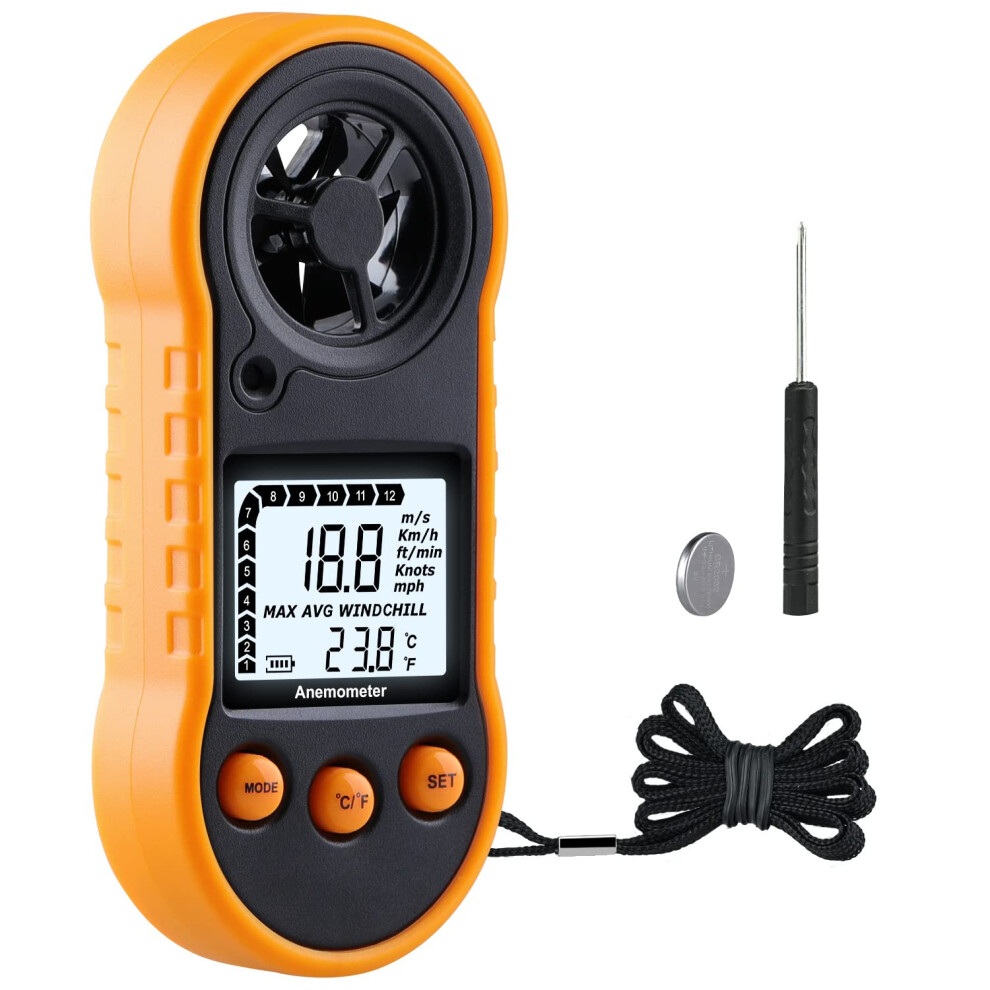 Digital Anemometer, Leerchuang Air Flow Meter With Backlight Lcd, Wind Gauge Air Flow Velocity Measurement With Thermometer, Wind Measuring Tool For 753326505253