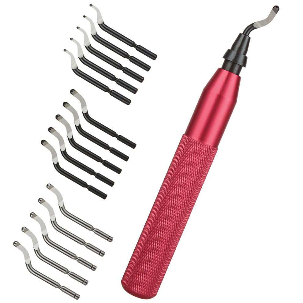 Hand Deburring Tool,Deburring Tool For Resin, Burr Remover Tool With Swivel Head Handle And 15Pcs Replacement Blades, For Cutting Deburrs Metal, Wood 750739952575