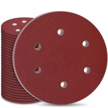 30Pcs 225mm Sanding Disc 6 Hole Sand Paper for Sander 225mm Hook and Loop Sanding Pads Grit 5x60/80/120/180/240/400, 9 inch Sanding Discs for Drywall