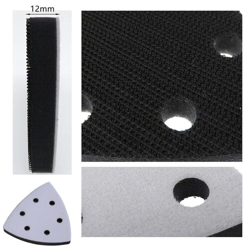 4PCS 93mm 6 Holes Hook Soft Interface Pad Triangle Sanding Loop Sponge Cushion Pad for Sanding Machines Impact-Resistant Noise Reduction 2