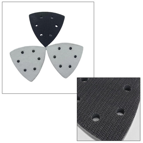 4PCS 93mm 6 Holes Hook Soft Interface Pad Triangle Sanding Loop Sponge Cushion Pad for Sanding Machines Impact-Resistant Noise Reduction 1