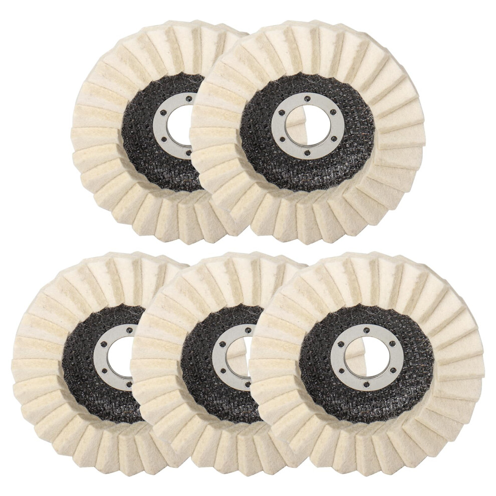 115Mm Felt Flap Disc Wool Polishing Wheel Disc, Fine Abrasives Buffing Wheel Polishing Pads For Angle Grinder 5Pcs 730140425813