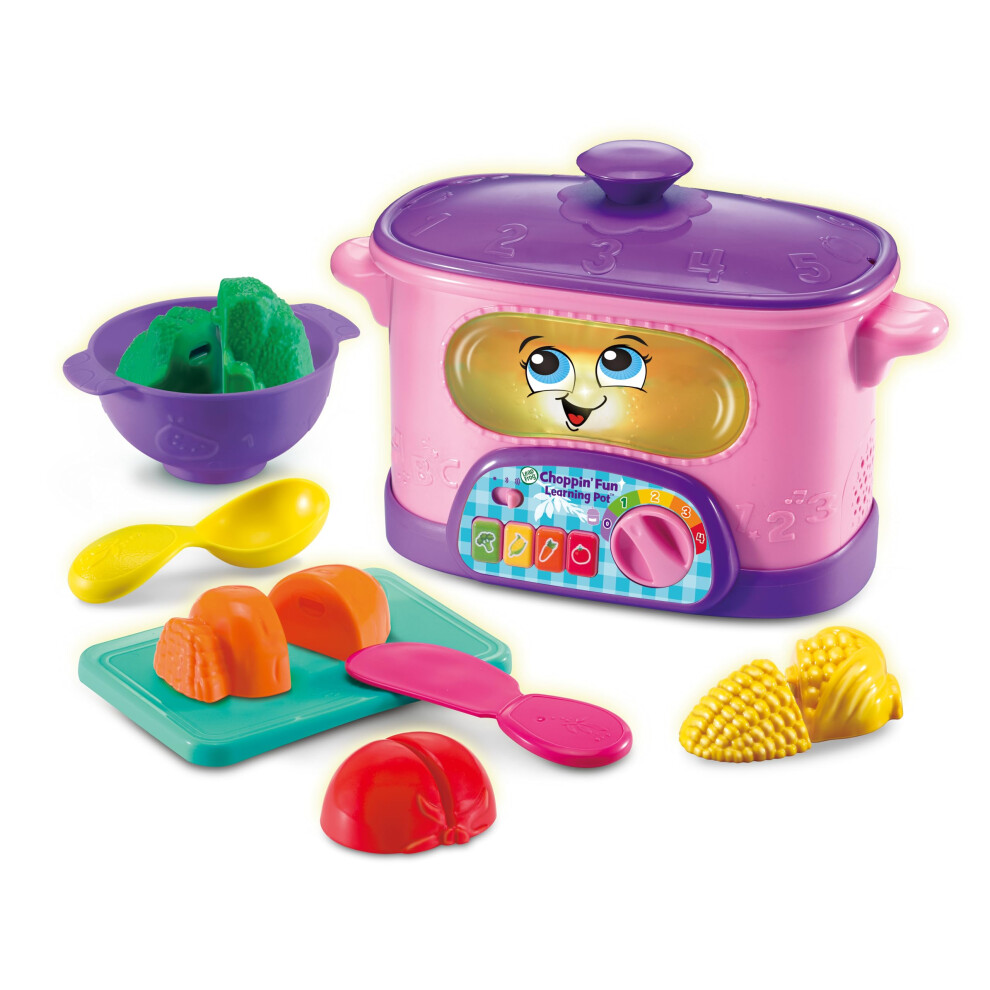 LeapFrog Choppin' Fun Learning Pot, Pink, Roleplay Kitchen Toy for Children, Interactive Learning Toy for Pretend Play with Food Names, Recipes and