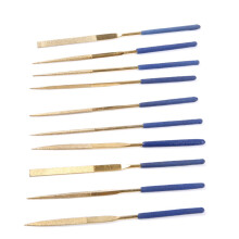 Mini Diamond Needle File Set,10pcs 3x140mm Titanium Coated Diamond Files for Metal Glass Wood Stone Jewelry, Includes Round,Half Round,Triangular,