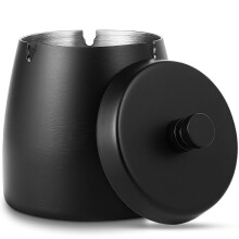 Ashtray with Lid, Windproof Cigarette Ash Tray for Outdoor Indoor, Metal Ashtray Ash Holder with Lid Smell Proof for Garden Bar Balcony Home Office