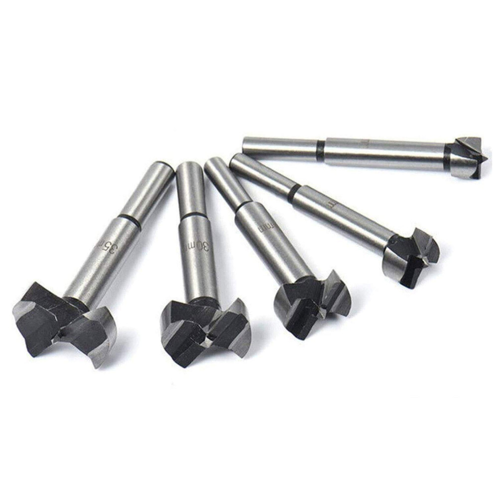 Forstner Wood Drilling 5 Pieces Drill Bit Set 15mm - 35mm Woodworking Hinge Boring Hole Saw Cutter Carbide Steel Tool