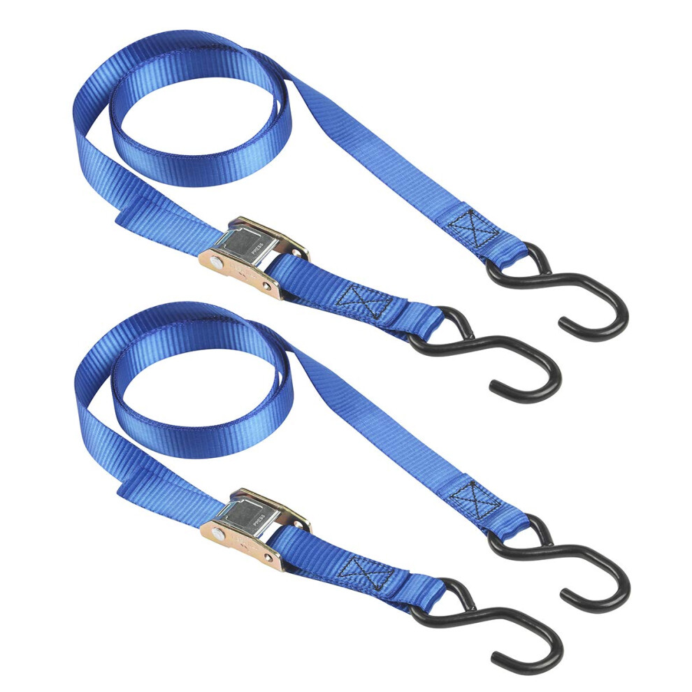 4368EURDAT Certified Strap with Buckle and S Hook, Blue, 2m x 25mm Straps, Pack of 2