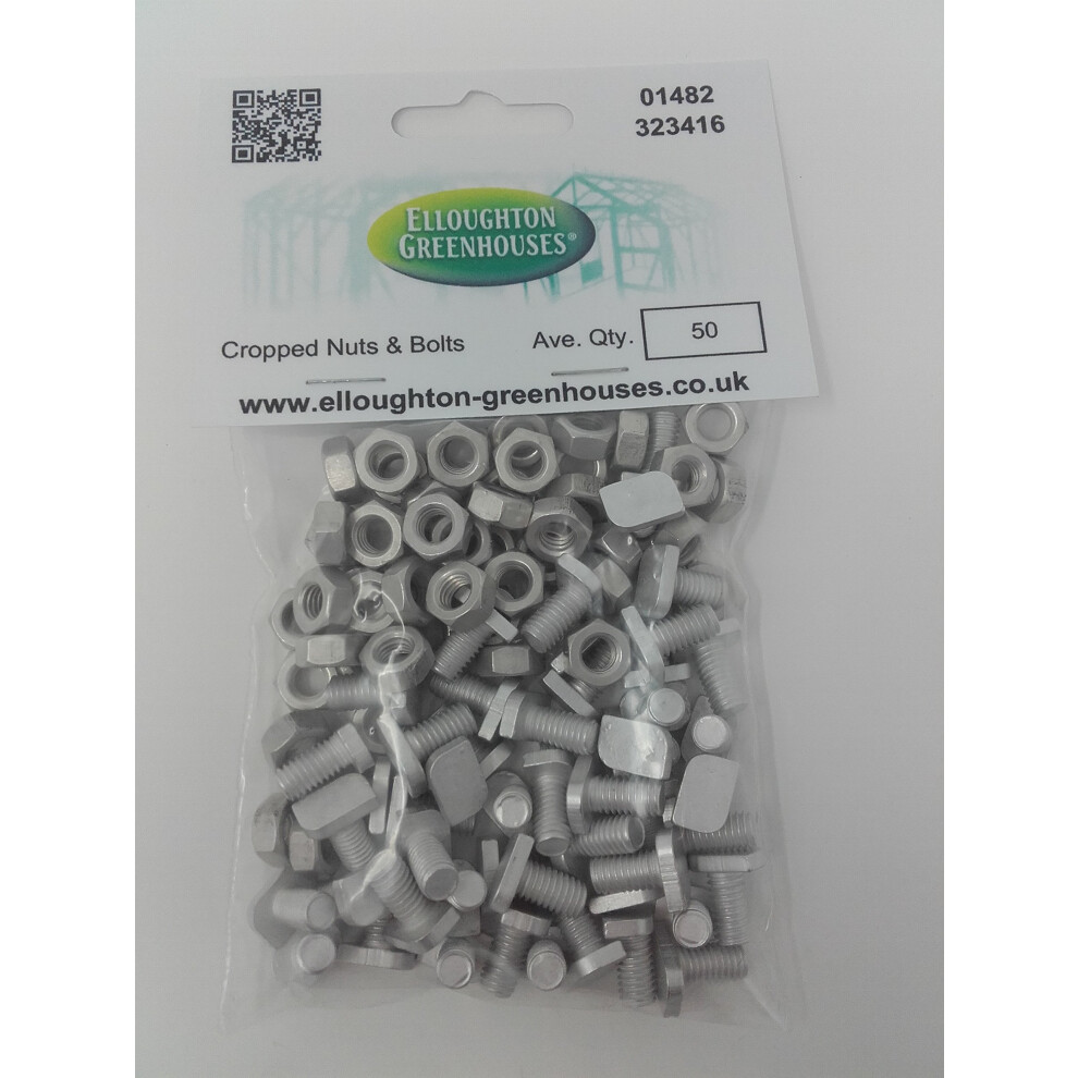 50 Cropped Head Aluminium Greenhouse Nuts & Bolts Genuine Elite Greenhouses Parts 5060323590010
