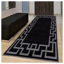 (80 x 150 cm- Printed Large Runner Rug, Black Grey) Living Room Runner Rugs Printed Carpets Floor Mats