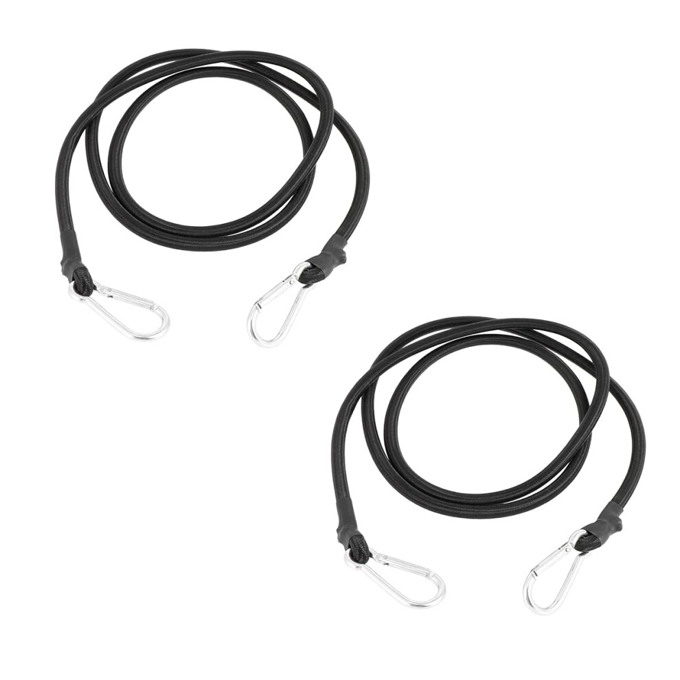 1.5M Bungee Cord With Carabiner Clip Heavy Duty Elastic Rope Cord With Hooks Bungee Straps Luggage Tie Downs Black Bungee Rope For Motorcycle Car 783477005579