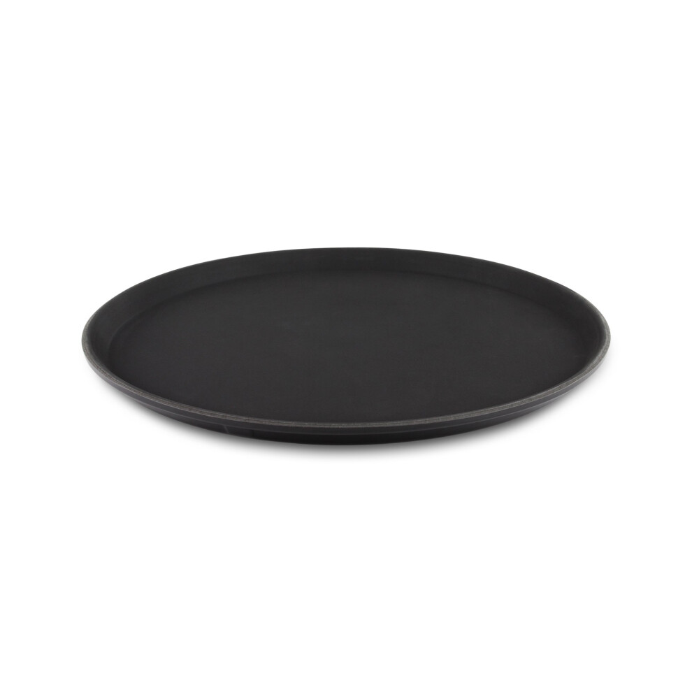 Tuffgrip Super Plastic Rubberized Anti-Skid, Non-Slip Food Tray, Round, 16" / 40cm Diameter, Black