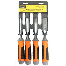 56135 4pcs CRV Wood Chisel Set, Black/Orange