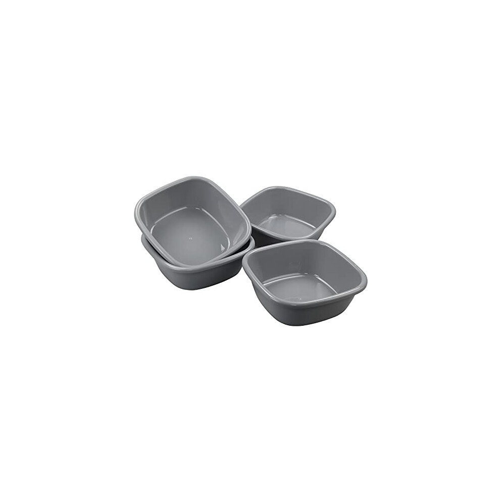 8 L Square Washing up Bowl, 4 Packs Small Plastic Wash Basins, Grey-image-OPC-PFDFHZV-NEW