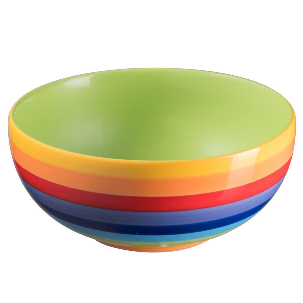 Hand Painted Rainbow Stripe Ceramic Cereal Bowl