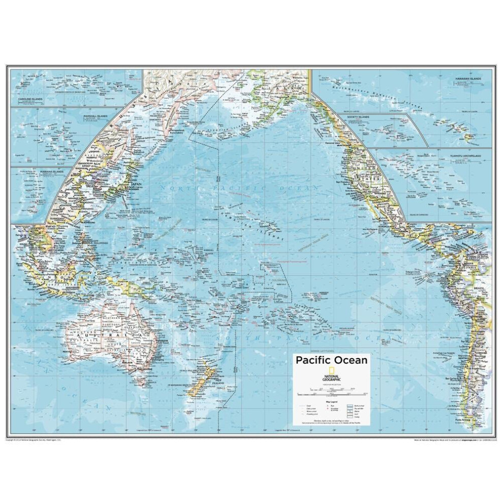 Maps: Pacific Ocean Political Wall Map - Compact - 54 x 41 cm