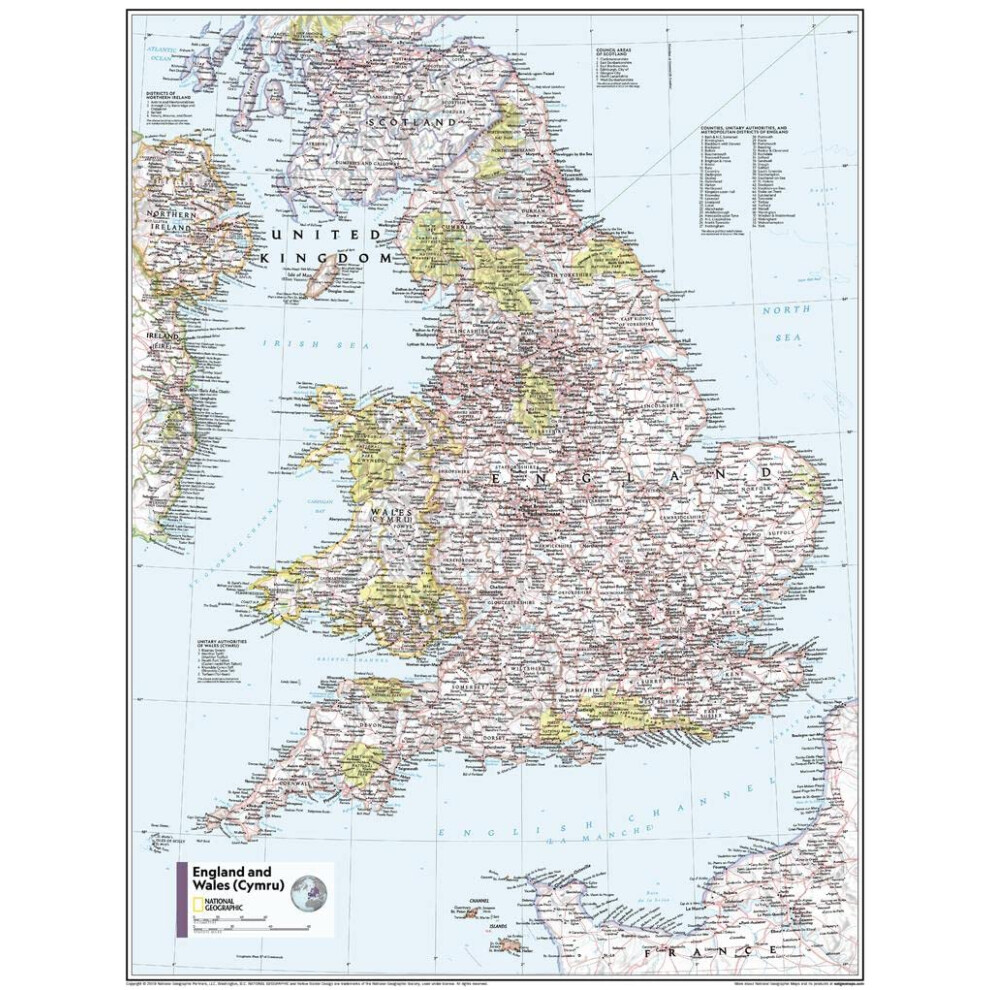 Maps: England and Wales Wall Map - Compact - 54 x 41 cm - Front Lamination